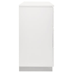 English Elm Dulcey High-Gloss Six-Drawer Dresser with Sleek Metal Accents and Spacious Storage for Bedrooms Gloss White B062P378384