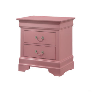 English Elm Charming transitional two-drawer nightstand with vibrant finish, compact 25"H x 22"W x 17"D storage solution Pink 28 L x 24 W x 19 H B078108178