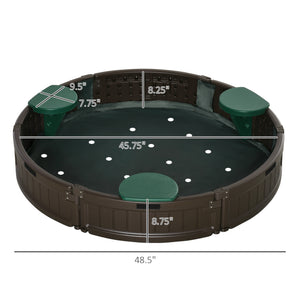 English Elm Outsunny Round Kids Sandbox with Cover Four Seats Hdpe Backyard Play Area W2225P200385