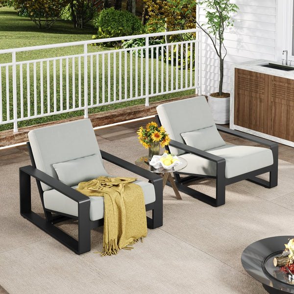 English Elm Christopher Knight Home® - La Plata Lounge Chairs Set Of 2 - Modern Aluminum Frame With Grey Cushions For Indoor/Outdoor Comfort N775P211257B-S2