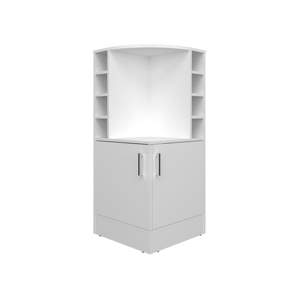 English Elm Jakes 42" Tall Corner Bar Cabinet with 8 Bottle Cubbies, Double Doors and Space-Saving Design White 30.5 L x 59 W x 12 H B200P253728