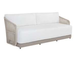 Sunpan ALLARIZ Sofa - Modern Greige Aluminum Frame with Stinson White Upholstery for Stylish Outdoor Living 109652
