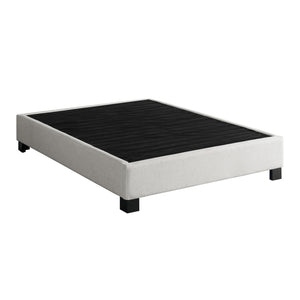 English Elm Modern Low Profile King Platform Bed Base Upholstered in Soft Polyester Fabric Beige B108P468536