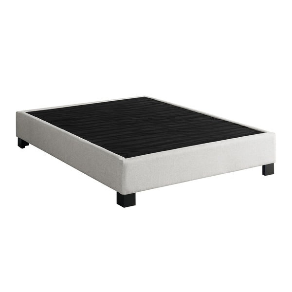 English Elm Modern Low Profile King Platform Bed Base Upholstered in Soft Polyester Fabric Beige B108P468536