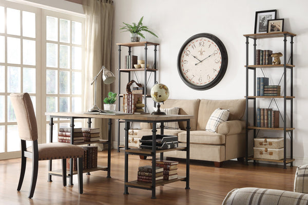 English Elm Vintage Factory Collection Industrial Writing Desk 60" Rustic Poplar with 4 Open Shelves Iron Frame Modern Home Office Table B011P220224