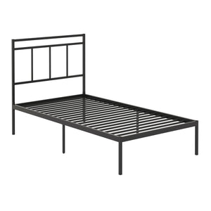 English Elm Twin Metal Platform Bed with Headboard, Black Finish — Space-Saving, Sturdy Support & Under-Bed Storage B356P367950