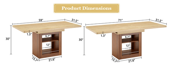 English Elm An Extendable Mdf Dining Table with Open Shelf Storage Seats up to Eight Walnut,Wood W1151S04624