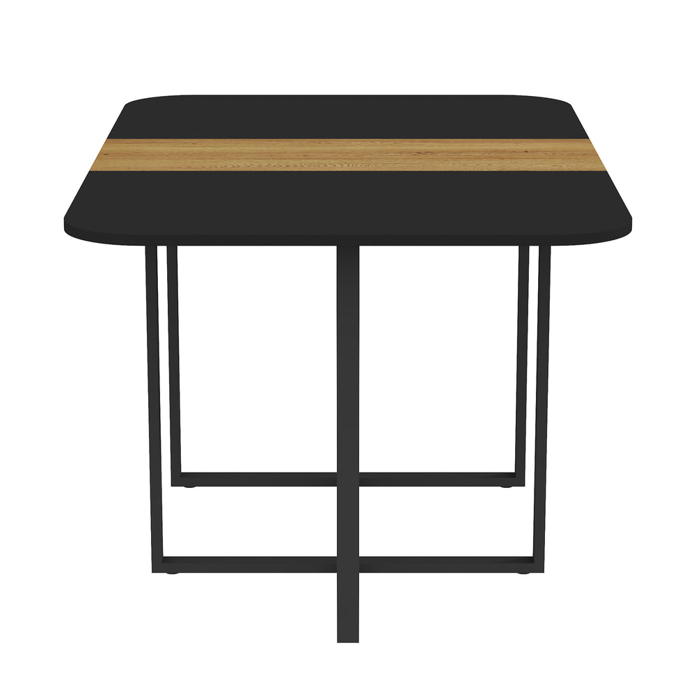 English Elm Multi-functional Dining Work Table Two-tone Mdf Top Metal Base for Modern Compact Spaces Black,Wood W3875P385208