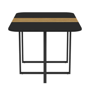 English Elm Multi-functional Dining Work Table Two-tone Mdf Top Metal Base for Modern Compact Spaces Black,Wood W3875P385208