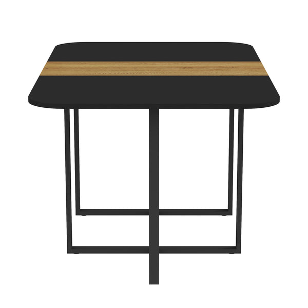 English Elm Multi-functional Dining Work Table Two-tone Mdf Top Metal Base for Modern Compact Spaces Black,Wood W3875P385208