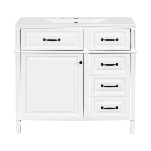 English Elm 36-Inch Modern Bathroom Vanity With Ceramic Sink, Durable Wood Frame, Adjustable Storage & Sleek Design N725P350849K
