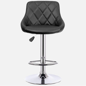 English Elm Black Faux Leather Adjustable Swivel Bar Stool Set of 2 — High-Back 360° Swivel, Diamond Stitching, 25–31" Height B011P356308