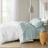 Madison Park Peached Percale Casual 200 Thread Count Relaxed Cotton Percale Sheet Set MP20-5415 Aqua