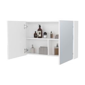 English Elm McNary Mirrored Wall Medicine Cabinet with Double Doors, Horizontal Design and Three Interior Shelves White 36.2 L x 24.8 W x 4.4 H B128P237178