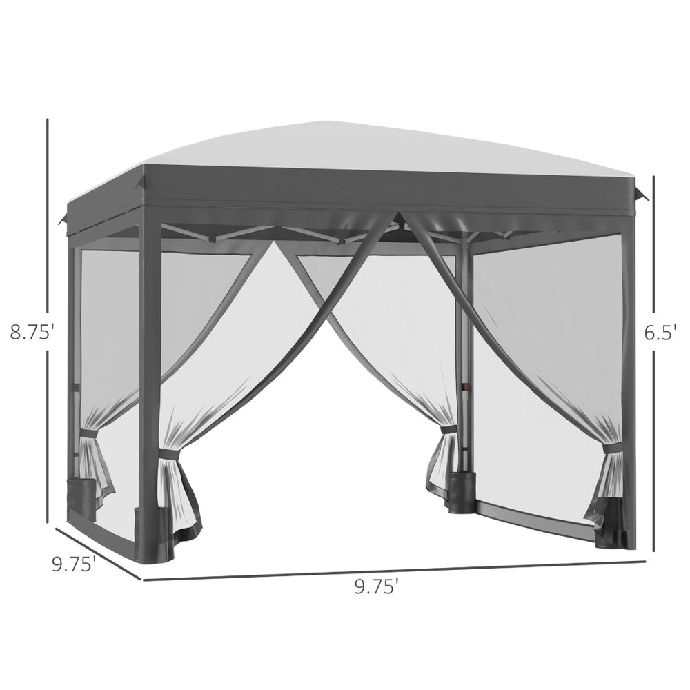 English Elm Outsunny 10' X 10' Pop Up Canopy Tent With Mesh, Instant Sun Shelter For Outdoor Events & Picnics W2225P174232-GIGA