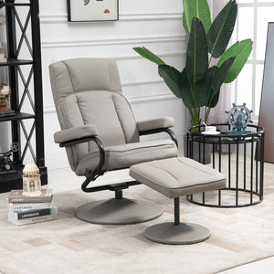 English Elm HOMCOM PU Leather Swivel Recliner with Ottoman — Adjustable Manual Recline, Plush Padding, Steel Base W2225P229289
