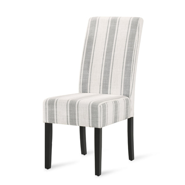 English Elm Christopher Knight Home® - DINING Chair with Plush Fabric Upholstery, Rubberwood Legs, Contemporary Minimalist Comfort and Style Grey Stripe 60162.00GRYLNN