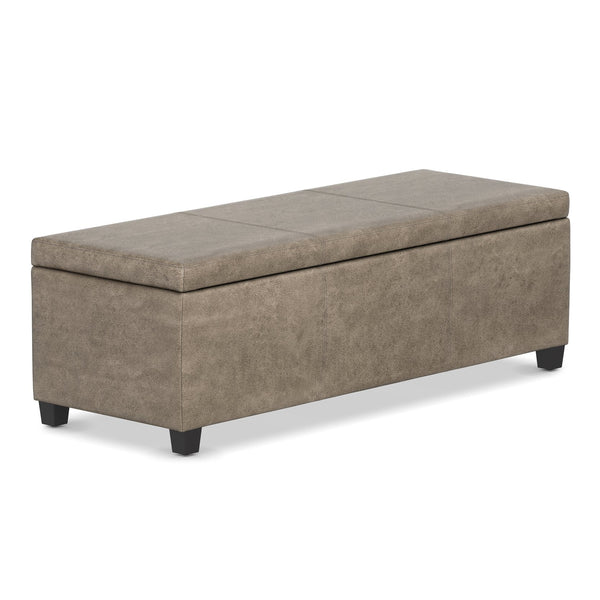 English Elm Avalon Upholstered Storage Bench Ottoman in Grey Linen Fabric for Bedroom or Living Room B136P439025