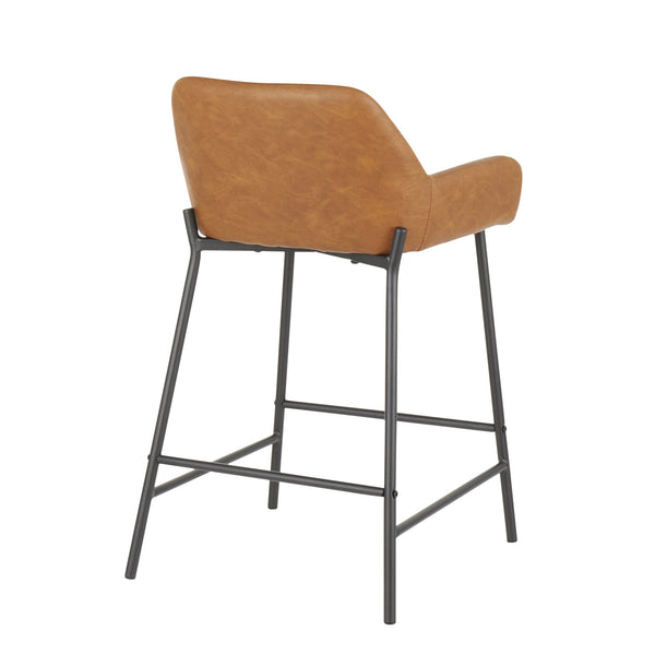 English Elm Counter Stools Set of 2 Industrial Black Metal Faux Leather Padded Kitchen Bar B202P221714