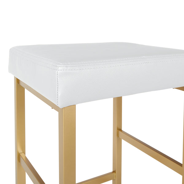 OSP Home Furnishings 26" Gold Backless Stool White