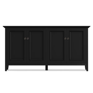 English Elm Amherst Shaker Pine Sideboard Wide Four Door Storage Cabinet for Dining Hallway Black B136P481646