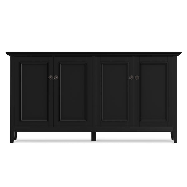 English Elm Amherst Shaker Pine Sideboard Wide Four Door Storage Cabinet for Dining Hallway Black B136P481646