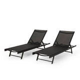 Christopher Knight Home® - Noble House - Salton Outdoor Aluminum Chaise Lounge With Mesh Seating (Set Of 2)