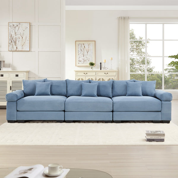 English Elm 130" Oversized Cloud Modular Sectional Couch - Premium Corduroy 3-Seater With Ergonomic Design & Comfort W714S01350