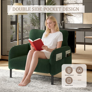 English Elm United We Win Corduroy Accent Chair Wide Seat Foam Cushion Living Room Lounge Emerald W1568P386163