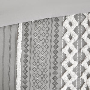 English Elm Cotton Imani Printed Chenille Comforter Set Full/Queen — Mid-Century Geometric Texture, OEKO-TEX Certified, Soft breathable cotton Gray 21.65 L x 22.83 W x 10.63 H B035128799