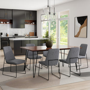 English Elm Corina Grey Dining Chair Set of 2 – Linen-Look Upholstery, Foam Padded Comfort, Sled Metal Base, Durable Finish B136P266921