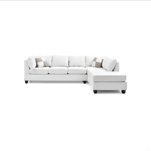 English Elm Malone Sectional Sofa - Modern White Pu Upholstery, Customizable Layout, Durable Comfort & Style! B078S00065