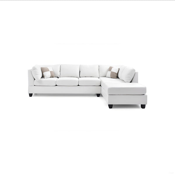 English Elm Malone Sectional Sofa - Modern White Pu Upholstery, Customizable Layout, Durable Comfort & Style! B078S00065