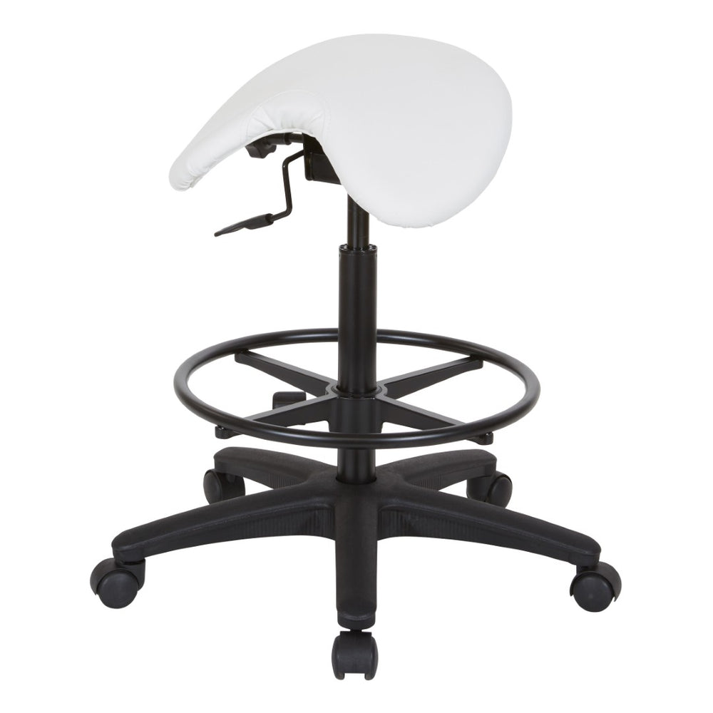 OSP Home Furnishings Backless Saddle Stool Ergonomic Pneumatic Height Adjustable Office Studio Task Seating Dillon Snow ST205-R101