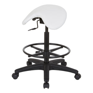 OSP Home Furnishings Backless Saddle Stool Ergonomic Pneumatic Height Adjustable Office Studio Task Seating Dillon Snow ST205-R101