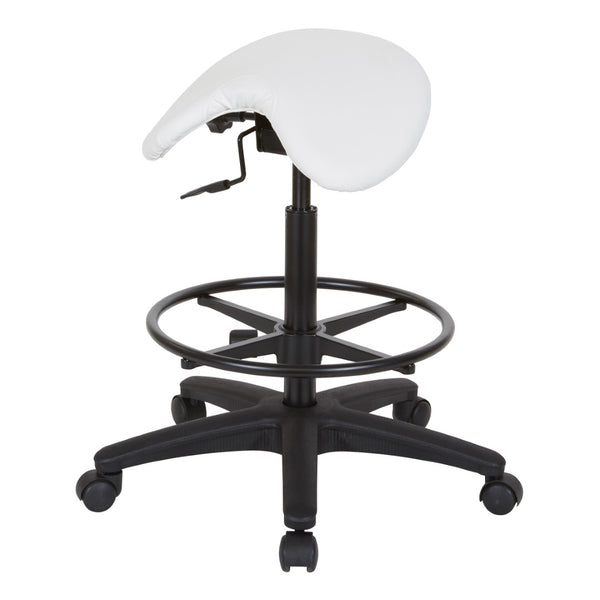 OSP Home Furnishings Backless Saddle Stool Ergonomic Pneumatic Height Adjustable Office Studio Task Seating Dillon Snow ST205-R101