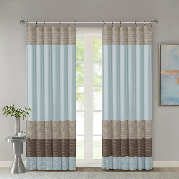 English Elm Polyoni Pintuck Curtain Panel - Elegant Striped Design, Light-Filtering, Versatile Hanging Options B03598066-GIGA