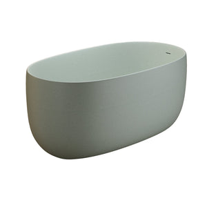 English Elm 51'' Freestanding Solid Resin Stone Soaking Tub Spa Ergonomic Matte White Bath Turquoise Green W2753P340358