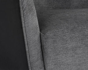 Sunpan Sorrel Lounge Chair - Mid-Century Elegance with Moisture-Repellent Fabric and Durable Wood Legs Polo Club Kohl Grey / Abbington Black