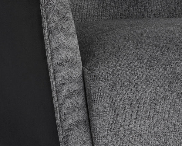 Sunpan Sorrel Lounge Chair - Mid-Century Elegance with Moisture-Repellent Fabric and Durable Wood Legs Polo Club Kohl Grey / Abbington Black