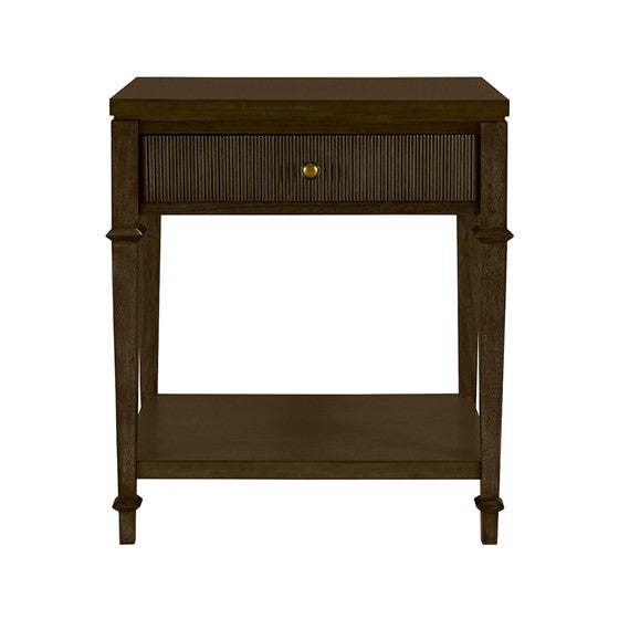 English Elm Kenna Solid Wood Nightstand with Drawer & Lower Shelf, Dark Coffee Finish, 125 lb Top Capacity B035P256572