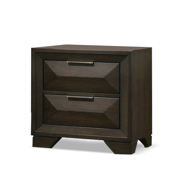 English Elm Beautiful Espresso Wood Panel Queen Bed Set with Two Nightstands for Transitional Bedroom B2741S00897