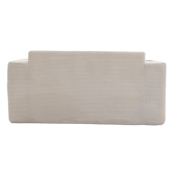 English Elm Convertible Floor Sofa Bed with Memory Foam and Ribbed Corduroy for Small Spaces Beige W395P438025