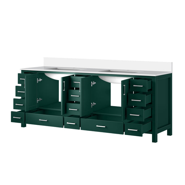 English Elm Green Solid Wood Double Bath Vanity 84" W x 22" D with Cultured Marble Top, Soft-Close Drawers, Ample Storage B2731P259170