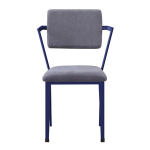 English Elm Grey Upholstered Open-Back Office Chair with Blue Metal Frame, Breathable Design & Padded Comfort B062P186424