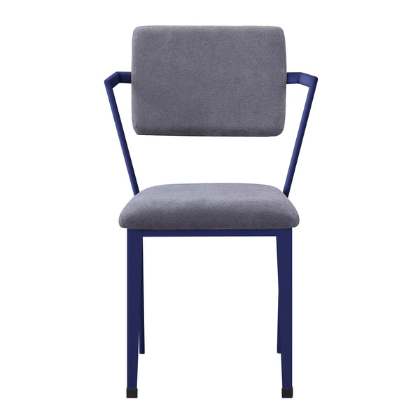 English Elm Grey Upholstered Open-Back Office Chair with Blue Metal Frame, Breathable Design & Padded Comfort B062P186424