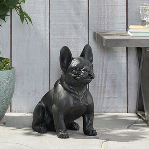 English Elm Christopher Knight Home® - DOG French Bulldog Garden Sculpture Cast Stone Outdoor Accent with Antique Wash, Durable Charm Black 70293.00BLK