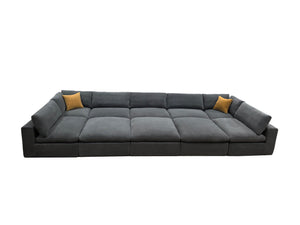 English Elm Coffee Bean Textured Modular Sectional Sofa with Toss Pillows for Modern Living Rooms Light Gray B2748S00076