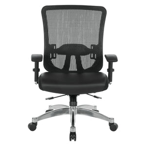 OSP Home Furnishings Vertical Mesh Back Ergonomic Manager Chair with Lumbar Support and Bonded Leather Seat 889-E3T17C63C