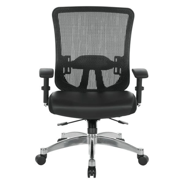 OSP Home Furnishings Vertical Mesh Back Ergonomic Manager Chair with Lumbar Support and Bonded Leather Seat 889-E3T17C63C